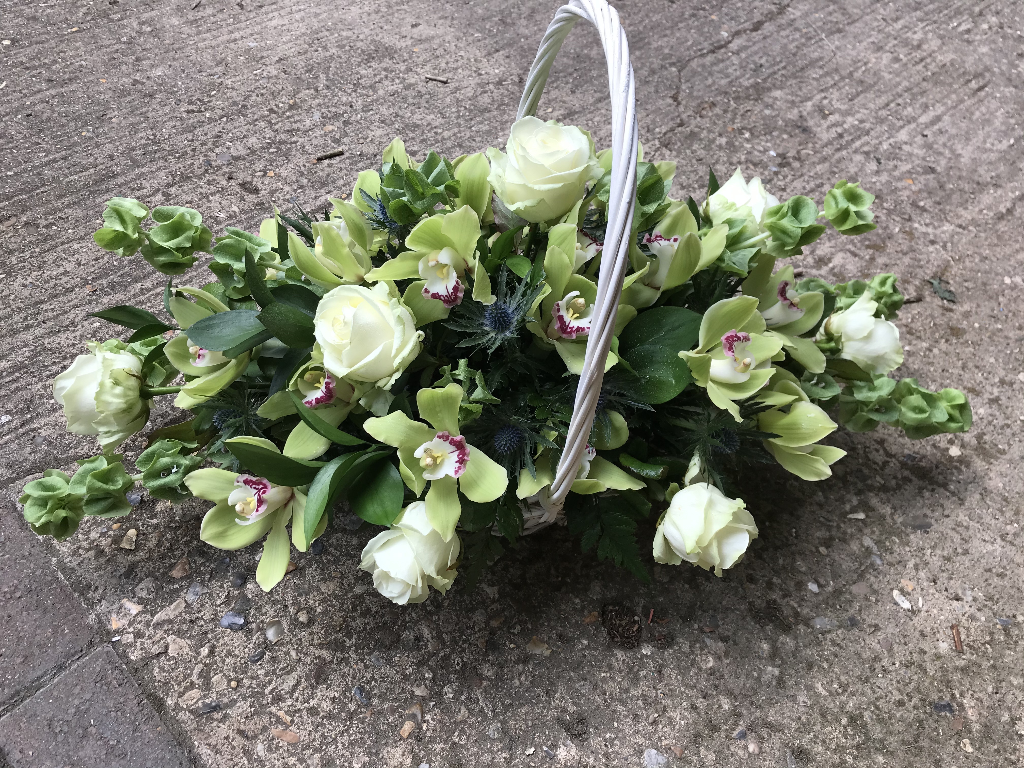 White Floral Basket