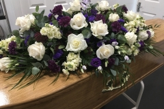 CREAM & PURPLE 4ft CASKET SPRAY