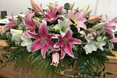white and pink oriental lilies
