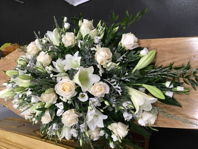 White Lily and Roses Casket Spray 2