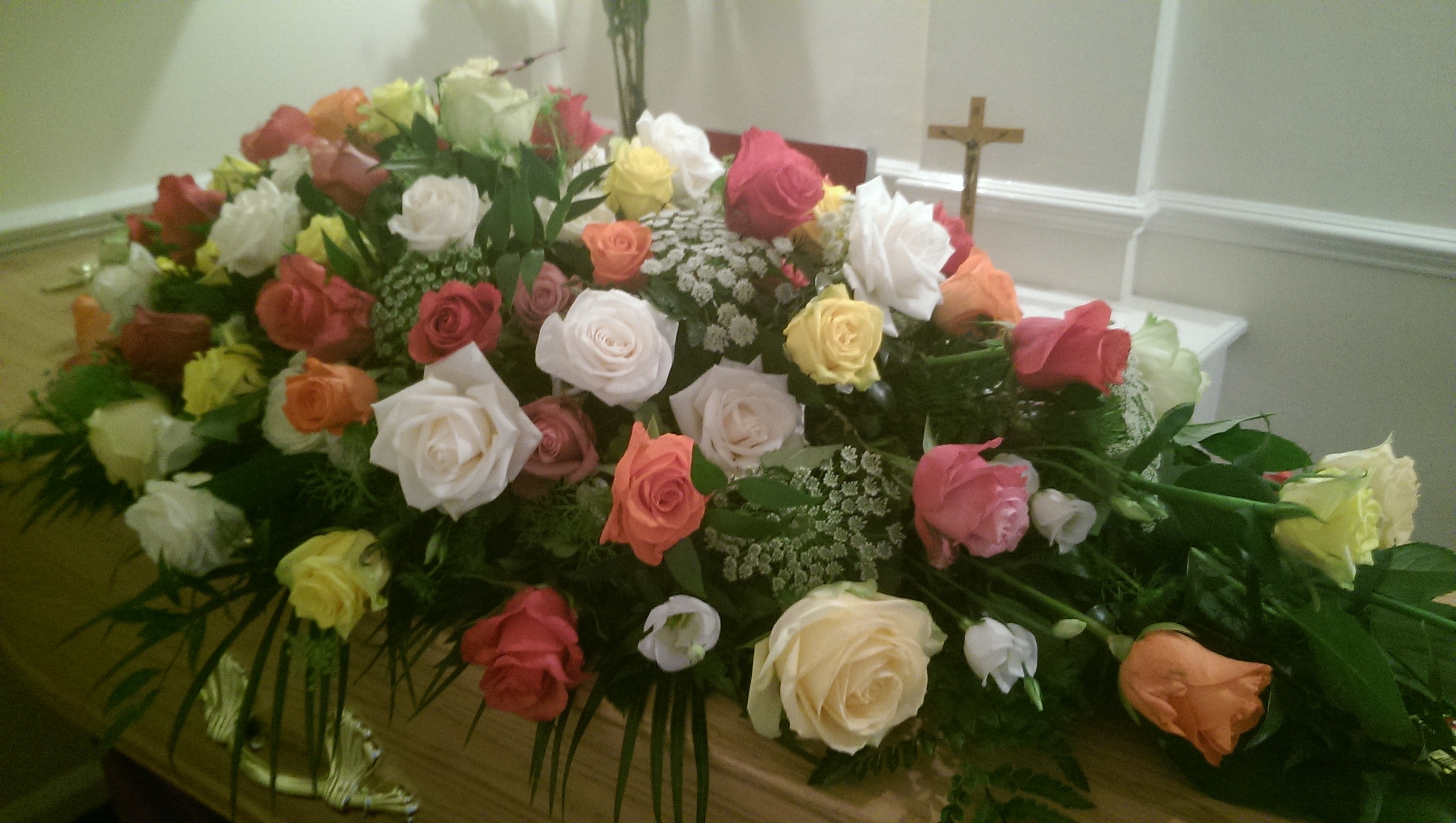 Mixed Roses Coffin Flowers