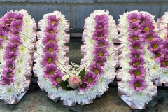 Pink MUM Funeral Tribute letters