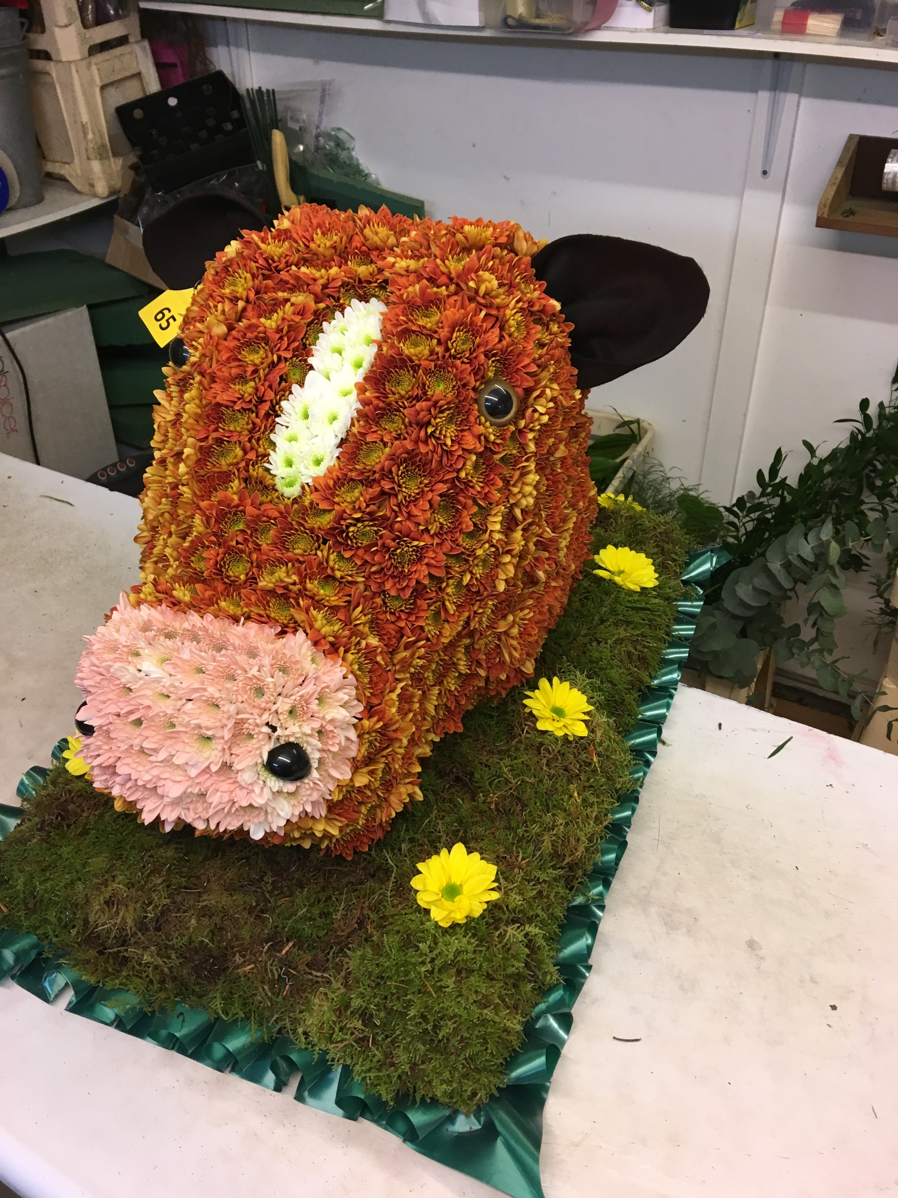 Cows Head made from flowers