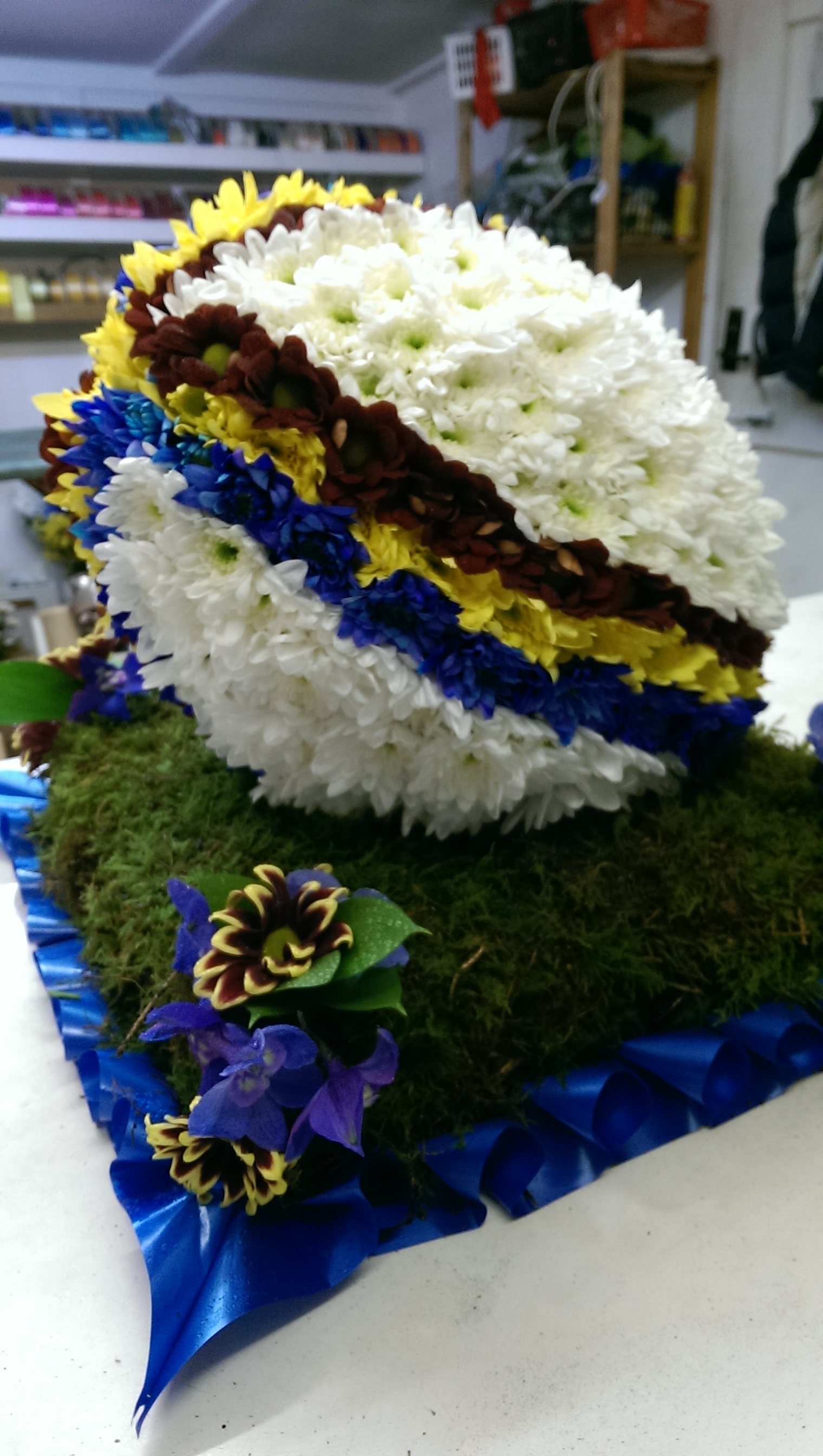 Rugby Ball made from flowers