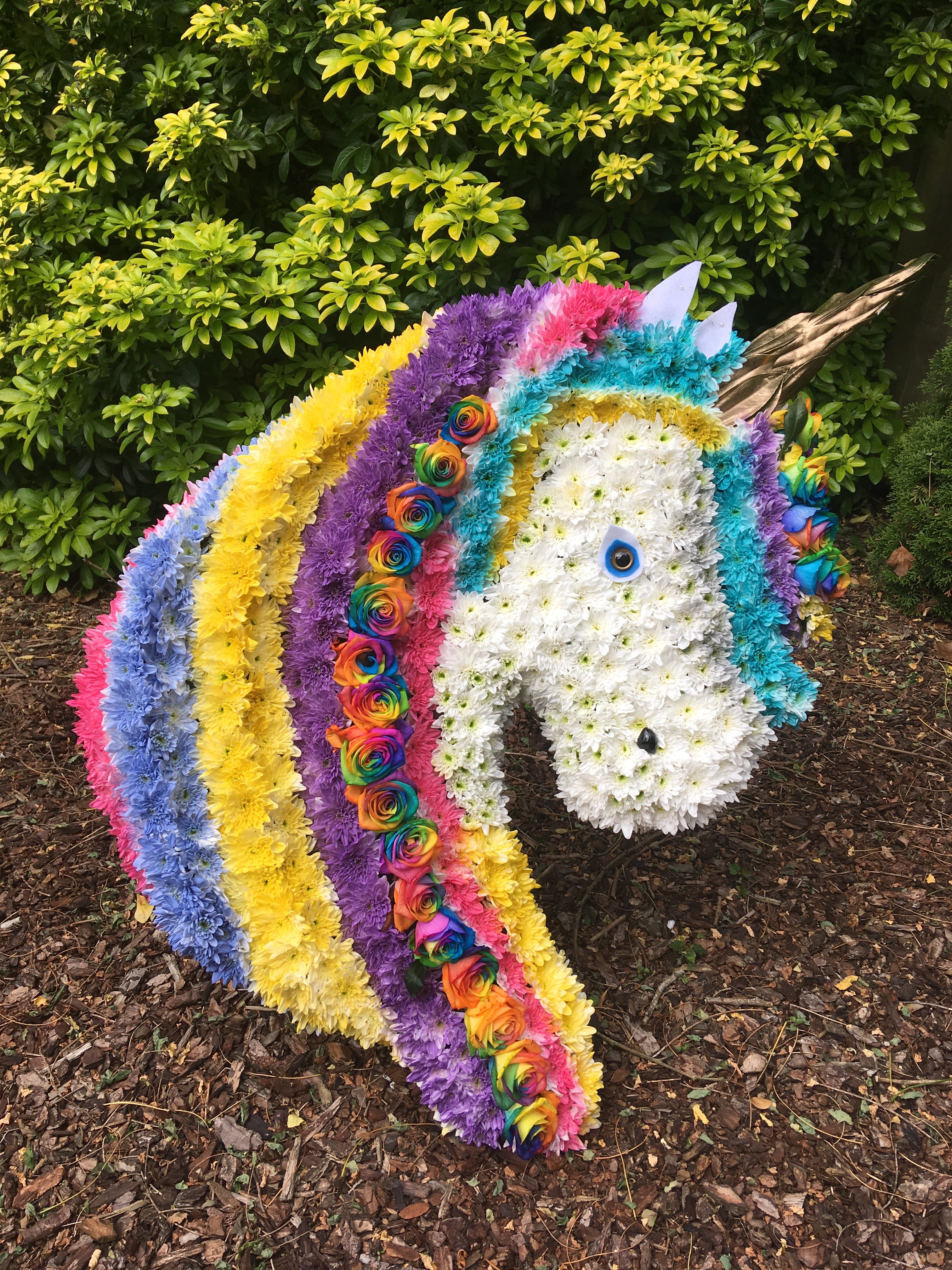 Unicorn made from flowers