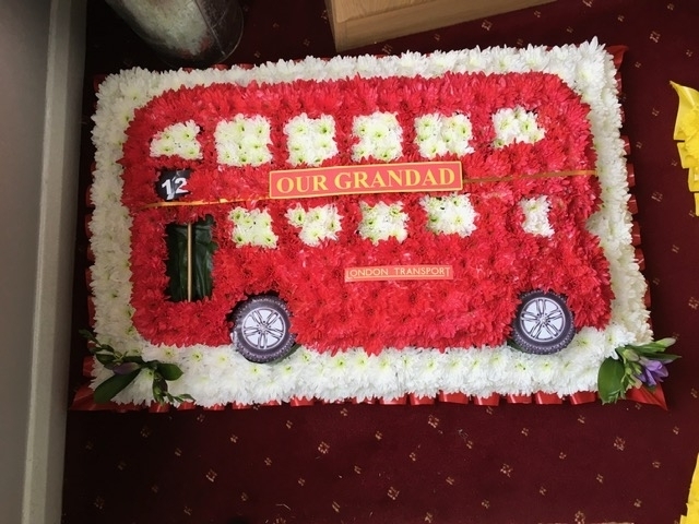 Bus made from flowers