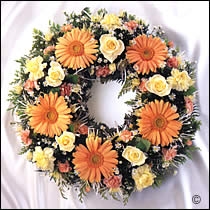 floral funeral wreath loose flowers 14"